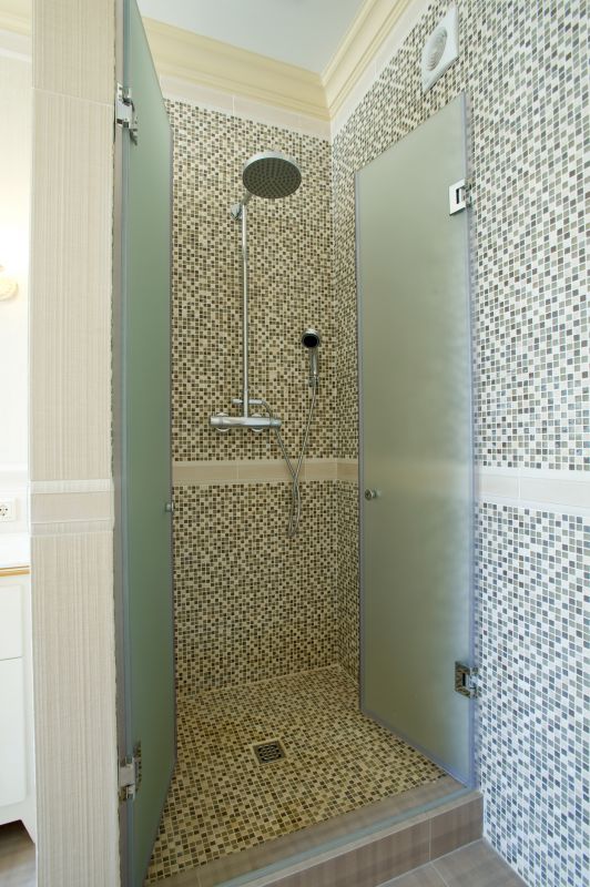 Glass Shower with Tile Accents
